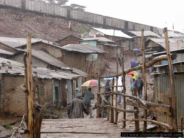 Kibera slum on a rainy day, Nairobi
